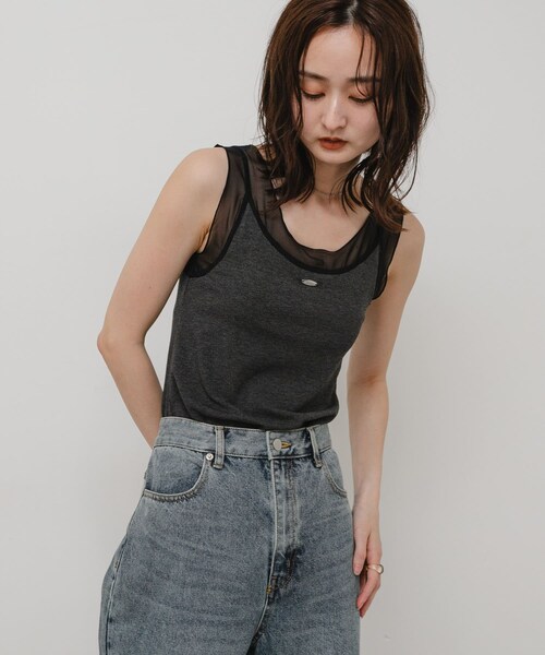 SENSE OF PLACE by URBAN RESEARCH(センスオブプレイスバイアーバンリサーチ)の「シアーレイヤードカップツキタンクトップ(タンクトップ・レディース・IVORY/BLACK/GRAY・One)」の20枚目の写真