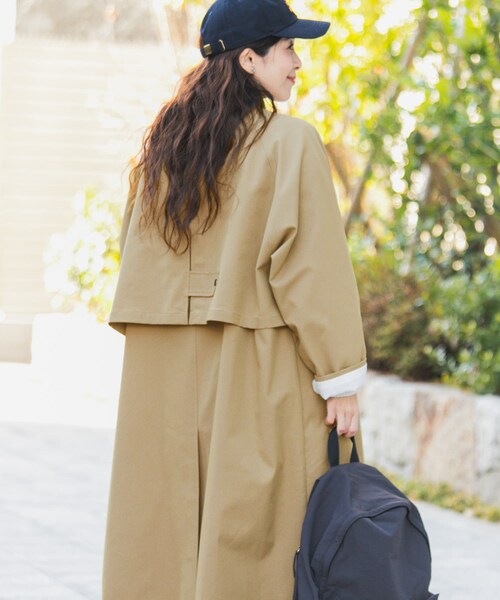 URBAN RESEARCH DOORS（アーバンリサーチドアーズ）の「『撥水』BACKヨークスタンドカラーコート（テーラードジャケット・レディース・L.BEIGE/BEIGE・Free）」の22枚目の写真