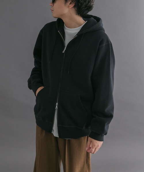 URBAN RESEARCH DOORS（アーバンリサーチドアーズ）の「FORK&SPOON　リサイクルコットン裏毛ジップフーディー（パーカー・メンズ・DARKPURPLE/BLACK・4/5）」の7枚目の写真