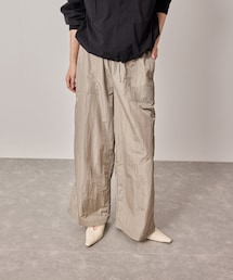 【UV＆撥水】ナイロンギャザーワイドパンツ