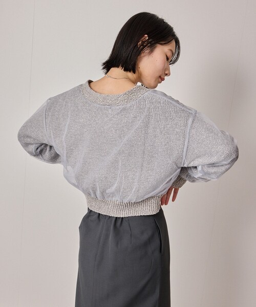 NERGY（ナージー）の「【ウォッシャブル対応】チュールコンビニットカーディガン（カーディガン/ボレロ・レディース・グレー/オフホワイト・F）」の13枚目の写真