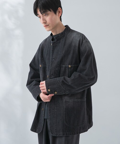URBAN RESEARCH（アーバンリサーチ）の「new basic 10oz DENIM STAND COVERALL（カバーオール・メンズ・BLACK/INDIGO・M/L）」の4枚目の写真