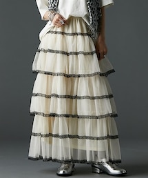 nissen | チュールティアードマキシスカート＜大きいサイズ有＞GEVS.(スカート)