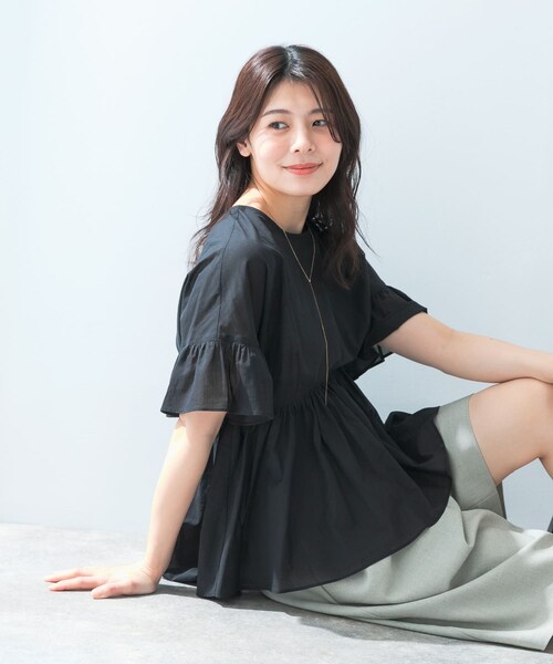 URBAN RESEARCH ROSSO（アーバンリサーチロッソ）の「F by ROSSO　コットンボイル切替ギャザーブラウス（シャツ/ブラウス・レディース・LAVENDER/MINT/L/BROWN/BLACK・FREE）」の10枚目の写真