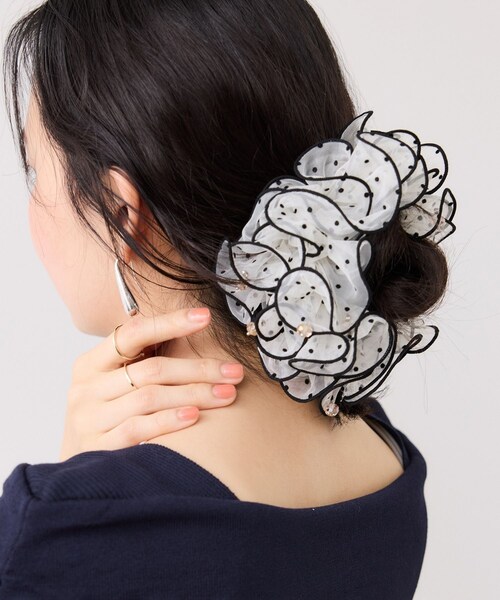 VIS（ビス）の「シアードットボリュームシュシュ（シュシュ・レディース・ブラック/ホワイト・F）」の6枚目の写真