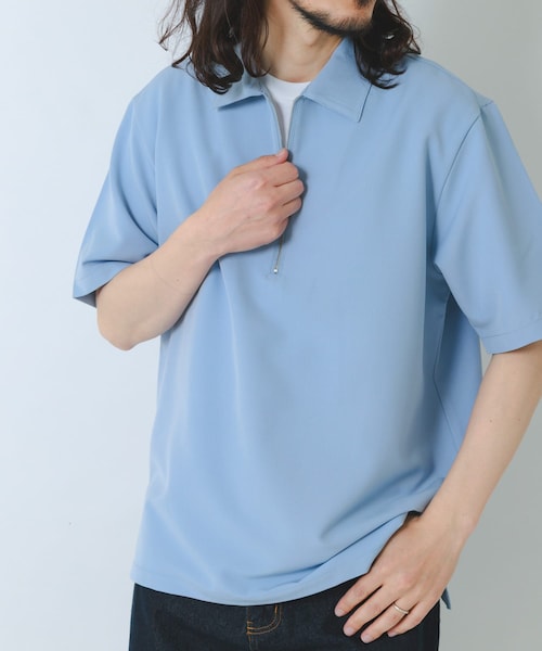 ITEMS URBANRESEARCH（アイテムズ アーバンリサーチ）の「冷感+速乾TRストレッチハーフZIP プルオーバー（シャツ/ブラウス・メンズ・CHARCOAL/BEIGE/BLUE/GREEN・M/L）」の4枚目の写真