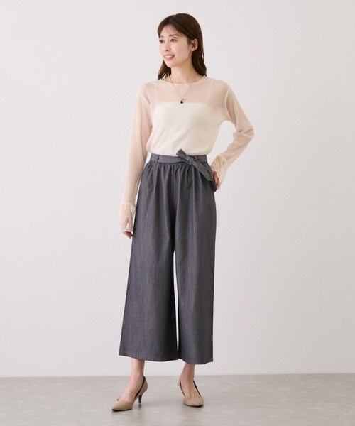 Jayro(ジャイロ)の「スラブデニムクロプトワイドパンツ(デニムパンツ・レディース・ブラック/チャコール/ライトグレー/カーキ/ネイビー系/ブルー/サックス・M)」の17枚目の写真