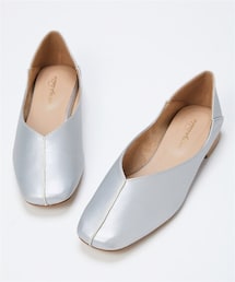 nissen | 【ゆったり幅広】スクエアトゥセンターシームバブーシュ(低反発中敷)(ワイズ4E)(パンプス)