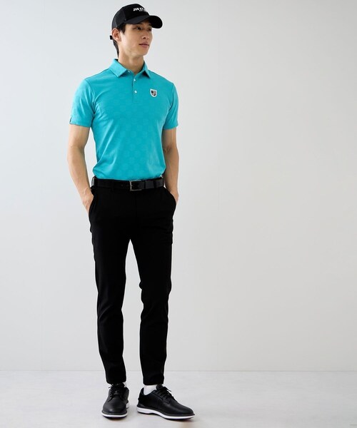 ロゴジャガードジャージー半袖シャツ/UV・吸水