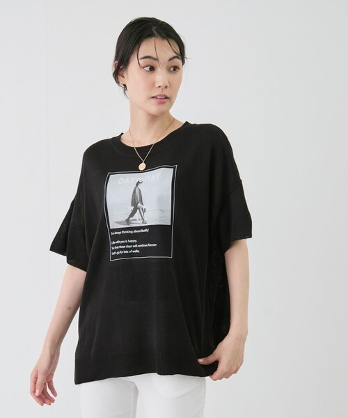 Jayro(ジャイロ)の「フォトプリントプルオーバー(ニット/セーター・レディース・ブラック/ダークブラウン/ベージュ・M)」の5枚目の写真