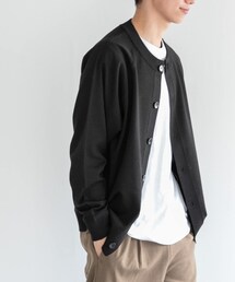 FORK&SPOON　ウーステッドヤーンクルーネックカーディガン