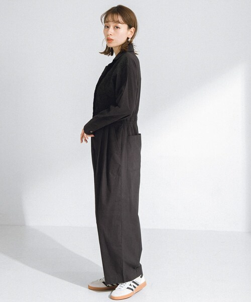 URBAN RESEARCH Sonny Label（アーバンリサーチサニーレーベル）の「エンブロイダリーオールインワン（サロペット/オーバーオール・レディース・ブラック/ベージュ・36/38）」の10枚目の写真