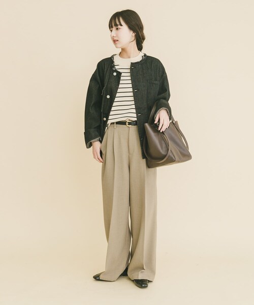 ITEMS URBANRESEARCH（アイテムズ アーバンリサーチ）の「デニムオーバーノーカラージャケット（デニムジャケット・レディース・BLU/GRY/BLK・Free）」の14枚目の写真