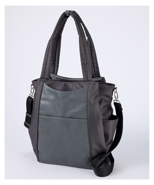 nissen（ニッセン）の「１２ポケットHuguuuuuuu２WAYトートバッグ（A４対応）Poche Lab（ポッシェ ラボ）（トートバッグ・メンズ・黒/グレー/アイボリー×ライトベージュ・Y）」の3枚目の写真