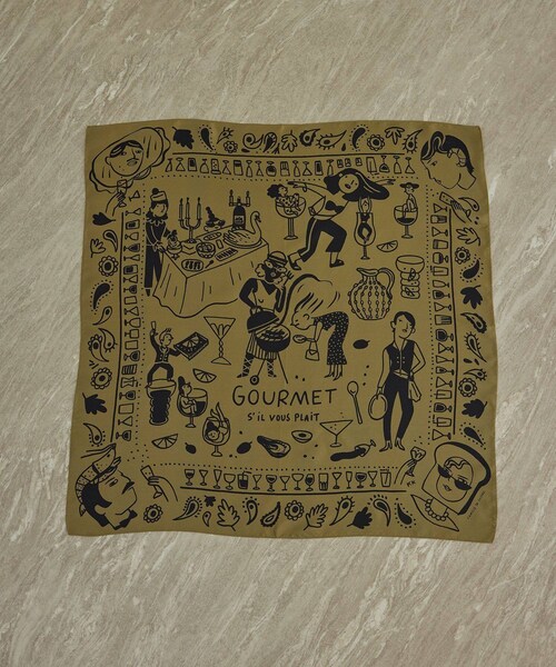 ADAM ET ROPE'(アダムエロペ)の「【Camille de Cussac by SALON】アートシルクスカーフ(バンダナ/スカーフ・レディース・ベージュ系/レッド・F)」の1枚目の写真