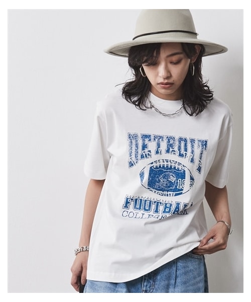 nissen（ニッセン）の「大きいサイズ 綿100％グラフィックプリントＴシャツ シックスタイル（Tシャツ/カットソー・レディース・オフホワイト/ネイビー・L/LL/3L/4L/5L/6L/8L/10L）」の4枚目の写真
