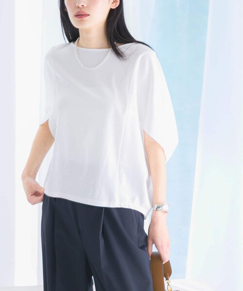 URBAN RESEARCH ROSSO（アーバンリサーチロッソ）の「『一部WEB限定カラー』汗染防止5分袖ドルマンプルオーバー（Tシャツ/カットソー・レディース・D/NAVY/OFF WHITE/L/GREIGE/BLUE/BROWN/BORDEAUX・FREE）」の9枚目の写真