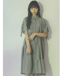 merry jenny | スリーブリボンアシメチェックワンピース(ワンピース)