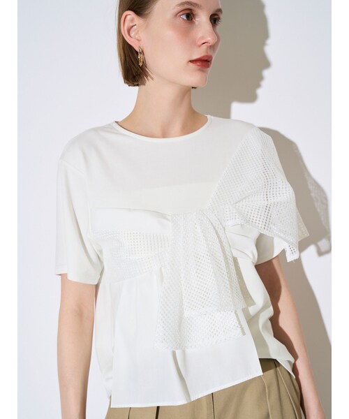 ELENDEEK(エレンディーク)の「DOCKING BUSTIER CS(Tシャツ/カットソー・レディース・オフホワイト/ブラック・F)」の1枚目の写真