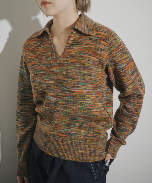THE GOODLAND MARKET（ザグッドランドマーケット）の「COOHEM　ONI KASURI WOOL KNIT PULLOVER（ニット/セーター・レディース・04BLUE/02RED・Free）」の2枚目の写真