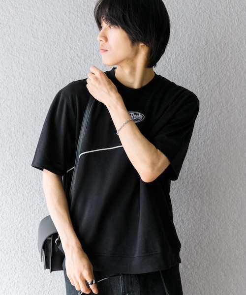 SENSE OF PLACE by URBAN RESEARCH(センスオブプレイスバイアーバンリサーチ)の「ブロックドデザインTシャツ(5分袖)(Tシャツ/カットソー・メンズ・BLK×WHT/GRN×ORG/BLU×YEL・M/L)」の7枚目の写真