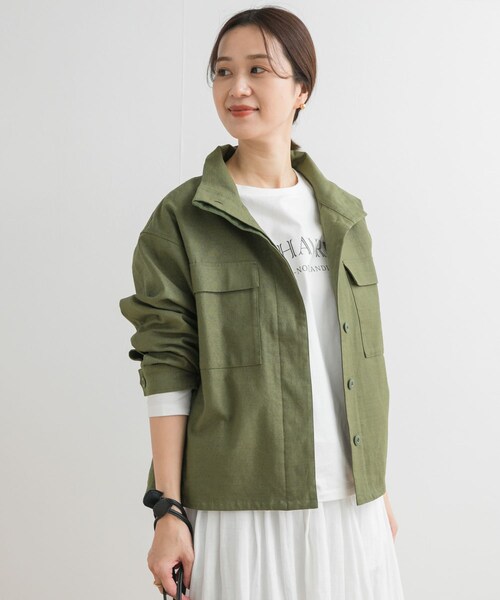 URBAN RESEARCH DOORS(アーバンリサーチドアーズ)の「ミリタリースタンドカラージャケット(ミリタリージャケット・レディース・NATURAL/KHAKI・M)」の21枚目の写真