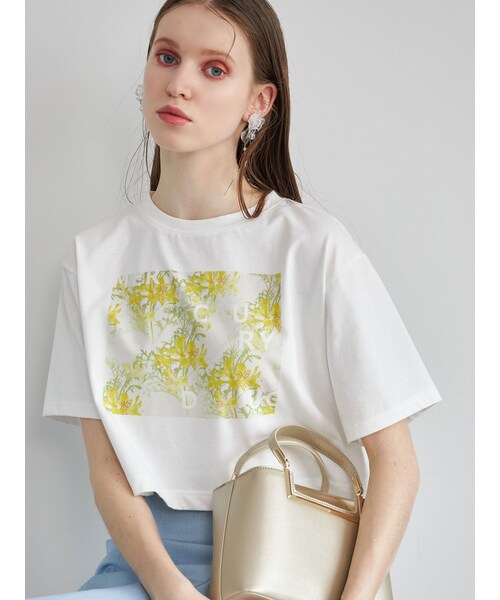 MERCURYDUO（マーキュリーデュオ）の「プランティカプリントTシャツ（Tシャツ/カットソー・レディース・アイボリー/イエロー/ラベンダー・F）」の3枚目の写真