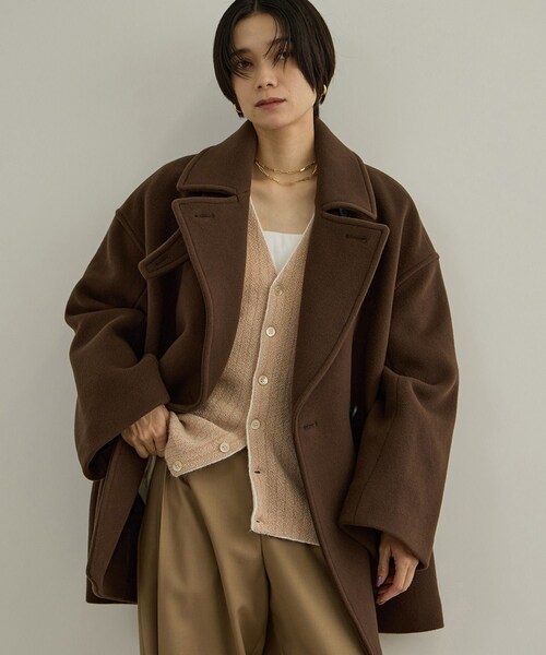 ADAM ET ROPE'(アダムエロペ)の「【WEB限定】FABRICA ダブルクロスPコート(ピーコート・レディース・グレー/ブラウン/カーキ/ネイビー・M/S)」の8枚目の写真
