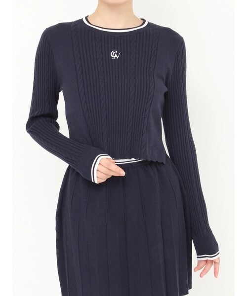 CALNAMUR（カルナムール）の「ケーブルMIXコンパクトニット（ニット/セーター・レディース・グレー/イエロー/ブルー/ネイビー・F）」の8枚目の写真