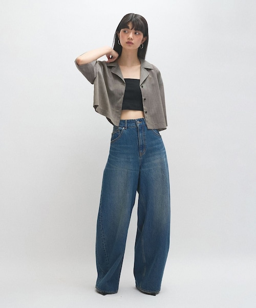 ADAM ET ROPE'(アダムエロペ)の「【接触冷感】ショートシャツジャケット(シャツ/ブラウス・レディース・ブラック/ベージュ・F)」の8枚目の写真