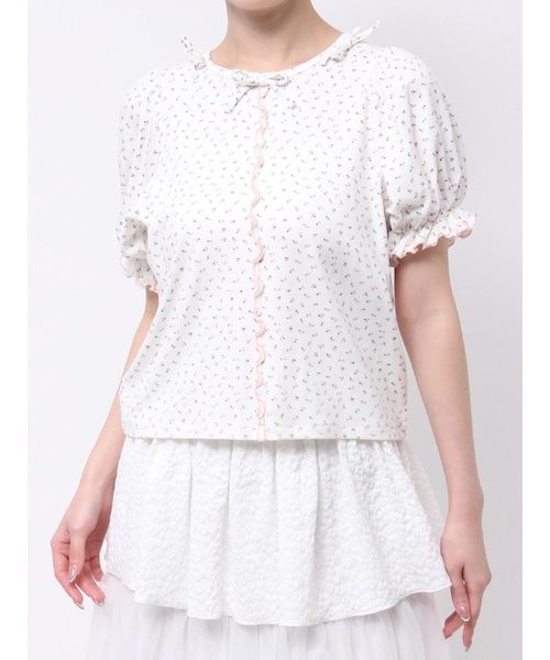 merry jenny（メリージェニー）の「petit flowerキャンディーパフ（Tシャツ/カットソー・レディース・ピンク/ブルー・F）」の2枚目の写真