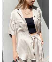 EVRIS | オープンカラーサテンシャツ【セットアップ着用可能】(シャツ/ブラウス)