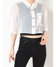 MURUA | ハーフスリーブシャイニーシアーシャツ(シャツ/ブラウス)