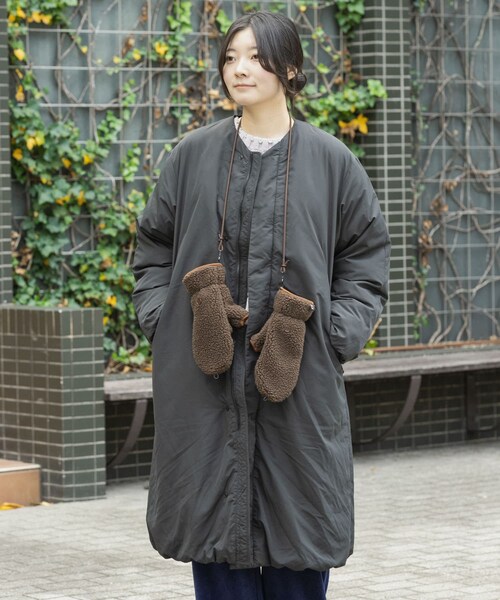 EKAL（エカル）の「『UR TECH』中綿 ノーカラーコート（その他アウター・レディース・ダークブラウン/モカ/チャコール・one）」の5枚目の写真