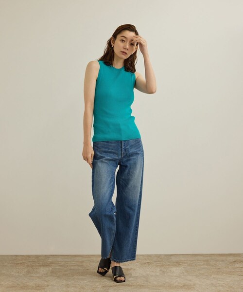 ROPE'（ロペ）の「【洗える】オーガニックコットンリブスリーブレスニット（ニット/セーター・レディース・ホワイト/ネイビー/ターコイズ・F）」の12枚目の写真