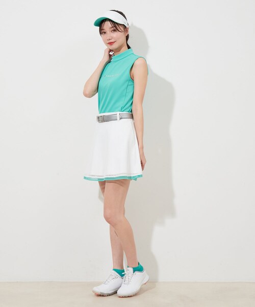 ROPE'（ロペ）の「【UV】【接触冷感】【防透】チェッカーレースフレアスカート（スカート・レディース・ブラック/ライトグリーン/イエロー・L/M/S/XS）」の15枚目の写真