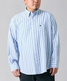 nissen | 綿100％サッカー素材ボタンダウンストライプシャツ　POLO　BCS　【大きいサイズ】(シャツ/ブラウス)