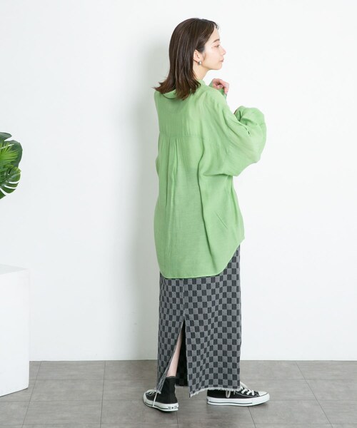 KBF（ケイビーエフ）の「チェッカーパターンデニムスカート（デニムスカート・レディース・BLUE/GRAY/BLACK・one）」の16枚目の写真