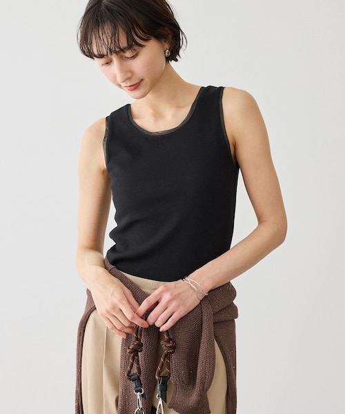 ROPE' PICNIC（ロペピクニック）の「シアードッキングリブタンクトップ（タンクトップ・レディース・ブラック/ホワイト/ブラウン・F）」の7枚目の写真