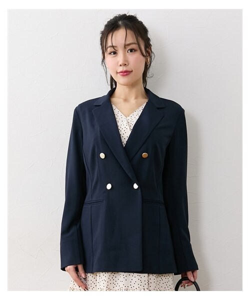 nissen（ニッセン）の「【大きい胸専用】バストが収まるダブルテーラードジャケット（ジャケット/アウター・レディース・ベージュ/ネイビー・FM/FL/FLL/F3L）」の6枚目の写真