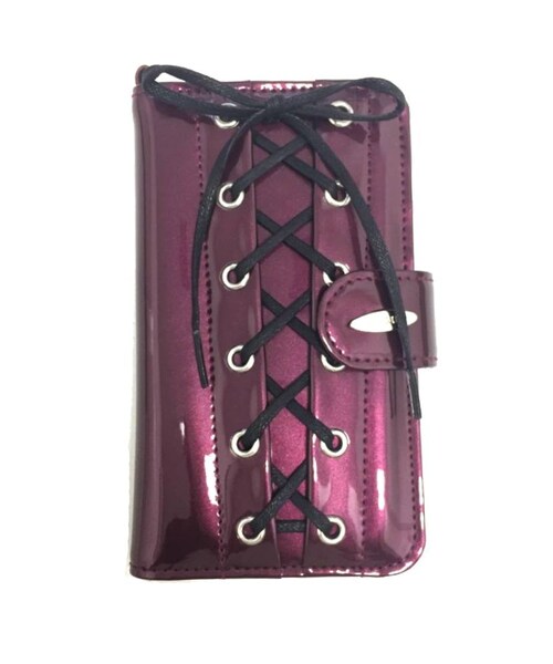 EATME（イートミー）の「エナメルレースアップスマホケース（スマホケース/カバー・レディース・ブラック/レッド/ピンク/ボルドー/バイオレット・F）」の2枚目の写真