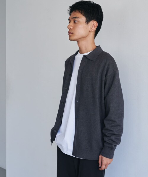 URBAN RESEARCH DOORS（アーバンリサーチドアーズ）の「『XLサイズ/WEB限定/仁村紗和さん着用』『UR TECH 200日ニット』シャツ カーディガン（カーディガン/ボレロ・メンズ・YEL KHK/BROWN/CHARCOAL/L/GRY/BLUE GREEN・M/L/XL）」の19枚目の写真