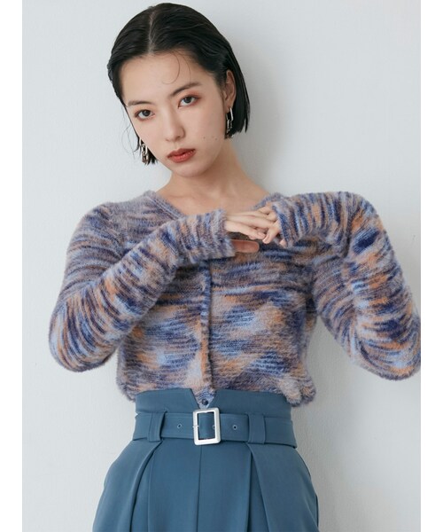 MURUA（ムルーア）の「ミニシャギーカーデトップス（カーディガン/ボレロ・レディース・ブルー/ブラウン・F）」の2枚目の写真