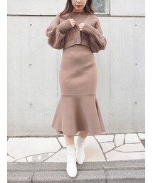 MERCURYDUO | 3WAYバックディティールカーデセットニットワンピース(ワンピース)