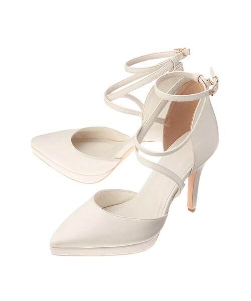 RESEXXY（リゼクシー）の「クロスストラップポインテッドパンプス（パンプス・レディース・アイボリー/ブラック・S/M/L）」の2枚目の写真