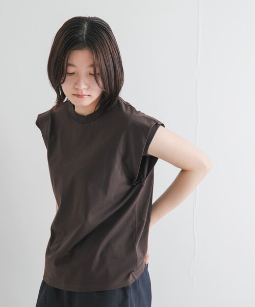 EKAL（エカル）の「T/Cプレーティング天竺フリルTシャツ（Tシャツ/カットソー・レディース・ライトグレージュ/アプリコット/Dブラウン・one）」の19枚目の写真