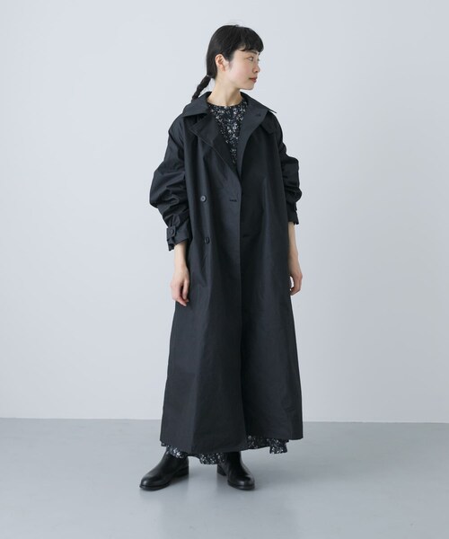 かぐれ（カグレ）の「コットンナイロンオーバートレンチコート（ステンカラーコート・レディース・BLACK/BEIGE・FREE）」の4枚目の写真