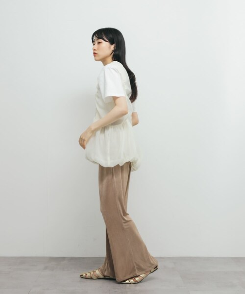 KBF（ケイビーエフ）の「ドロストバルーンスリーブレストップス（チュニック・レディース・IVORY/MAUVE GRAY/BLACK・one）」の10枚目の写真