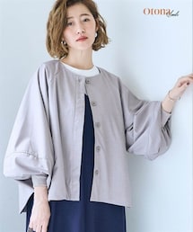 SMILE LAND | ＜大きいサイズ＞ワイドスリーブノーカラージャケット【OtonaSMILE】(ノーカラージャケット)