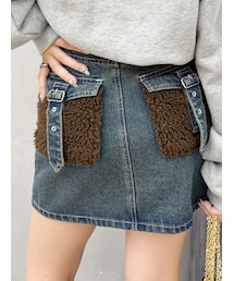 EVRIS | デニムボアミニスカート【セットアップ着用可能】(デニムスカート)